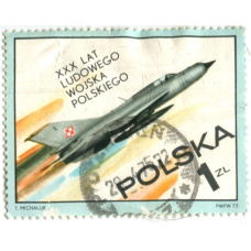 Марка «30 лет образования войска Польского» (самолет) 1973 год Польша (аверс)