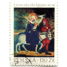 Марка «Бегство девы Марии в Египет» 1974 год Польша (аверс)