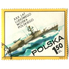 Марка «30 лет образования войска Польского» (корабль) 1973 год Польша