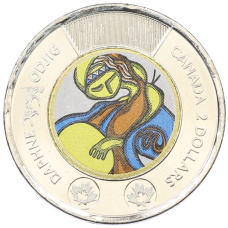 Монета 2 доллара 2025 года Канада «Народная певица Дафна Оджиг» (Цветное покрытие) (аверс)