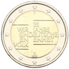 Монета 2 евро 2025 года F Германия «35 лет объединению Германии» (аверс)