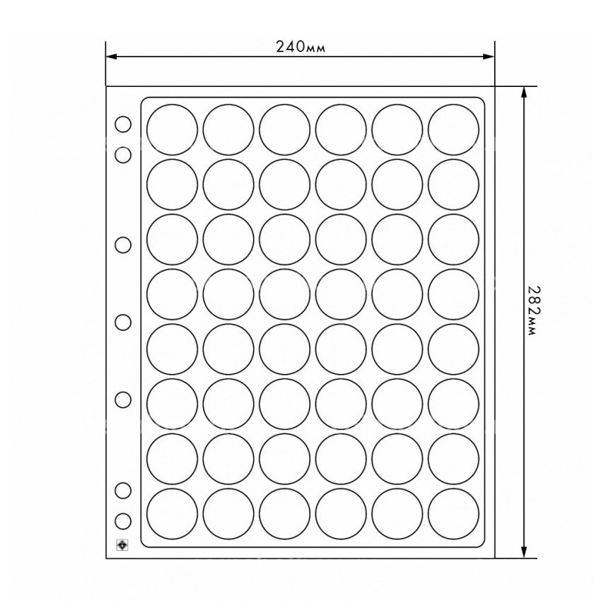 Листы «ENCAP» для 48 монет размером от 22 до 23 мм в капсулах (упаковка 2 штуки) LEUCHTTURM 343208