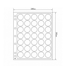 Листы «ENCAP» для 35 монет размером от 28 до 30 мм в капсулах (упаковка 2 штуки) LEUCHTTURM 343211 (аверс)