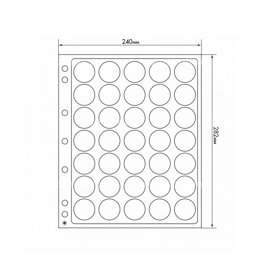 Листы «ENCAP» для 35 монет размером от 28 до 30 мм в капсулах (упаковка 2 штуки) LEUCHTTURM 343211