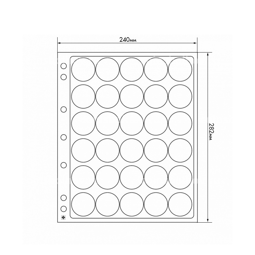 Листы «ENCAP» для 30 монет размером от 30 до 31 мм в капсулах (упаковка 2 штуки) LEUCHTTURM 343212