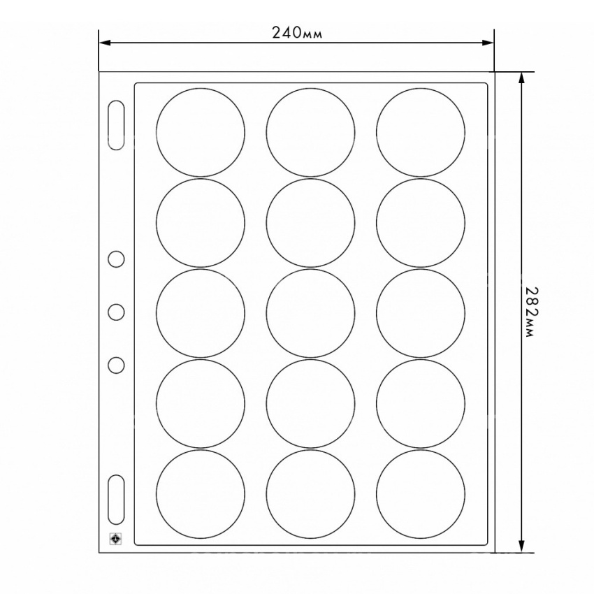 Листы «ENCAP» для 15 монет размером от 44 до 45 мм в капсулах (упаковка 2 штуки) LEUCHTTURM 346717