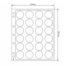 Листы «ENCAP» для 24 монет размером от 36 до 37 мм в капсулах (упаковка 2 штуки) LEUCHTTURM 343214 (аверс)