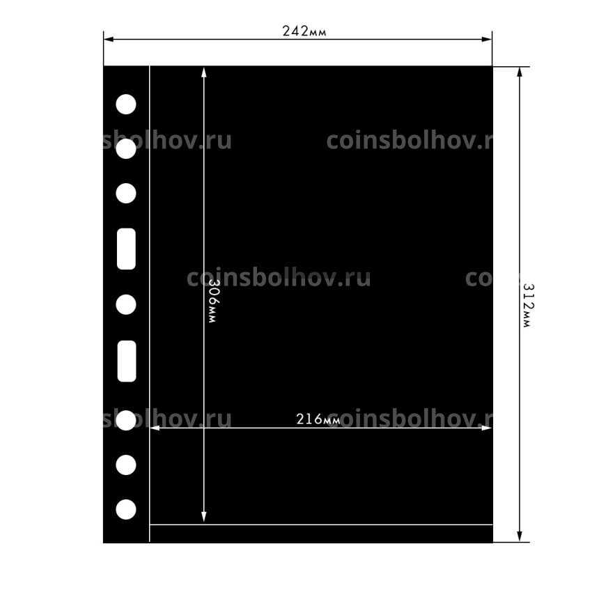 Лист для банкнот на 1 ячейку формат «Grande» 1S Черный LEUCHTTURM 333555