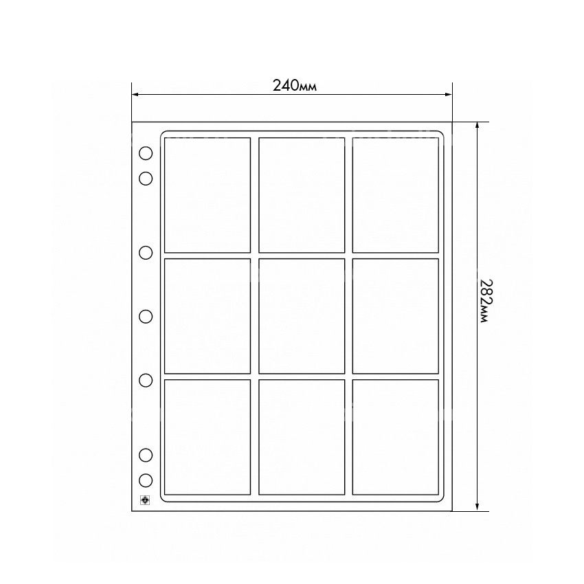 Листы «ENCAP» на 9 ячеек для монет в слабах PCGS NGC/QUICKSLABs (упаковка 2 штуки) формат GRANDE LEUCHTTURM 320310