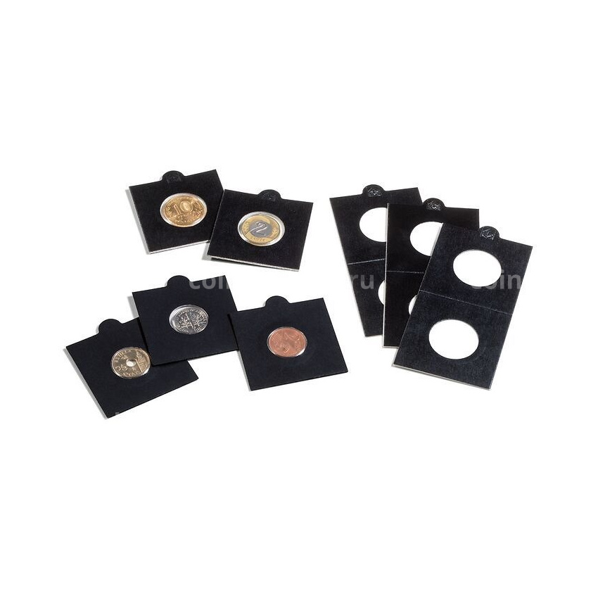 Холдер самоклеящийся для монет диаметром до 39.5 мм черный LEUCHTTURM 361069