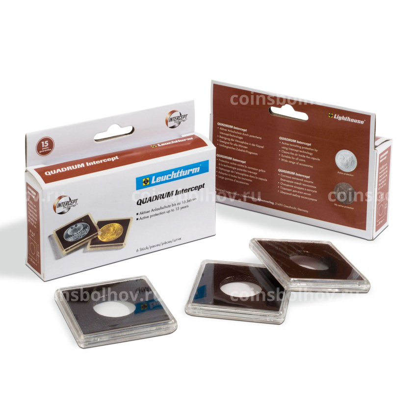 Капсула квадратная «QUADRUM Intercept» для монет диаметром 39 мм LEUCHTTURM 344164