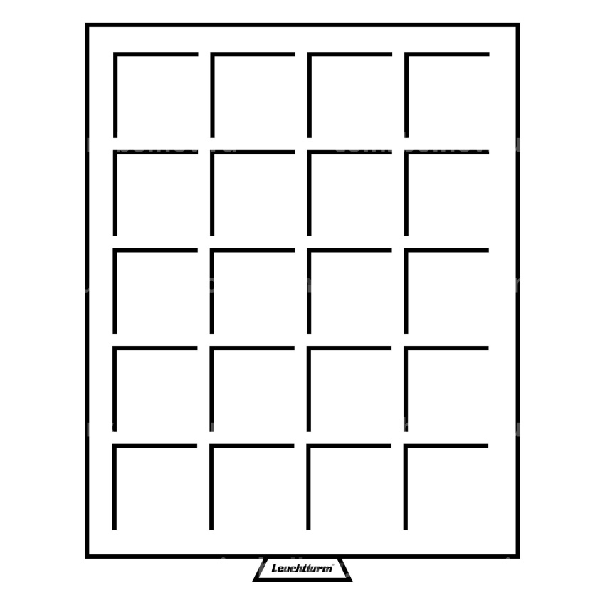 Кассета «SMART» на 20 квадратных ячеек для хранения и презентации монет диаметром 41 мм LEUCHTTURM 334107