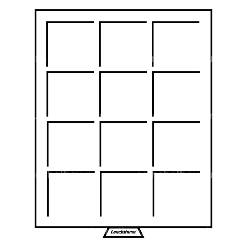 Кассета «SMART» на 12 квадратных ячеек для хранения и презентации монет диаметром 50 мм LEUCHTTURM 307053