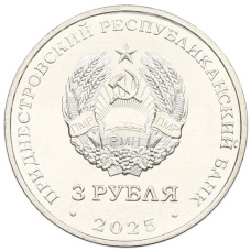 Монета 3 рубля 2025 года Приднестровье «Древние крепости на Днестре — Каменец-Подольская крепость» (реверс)