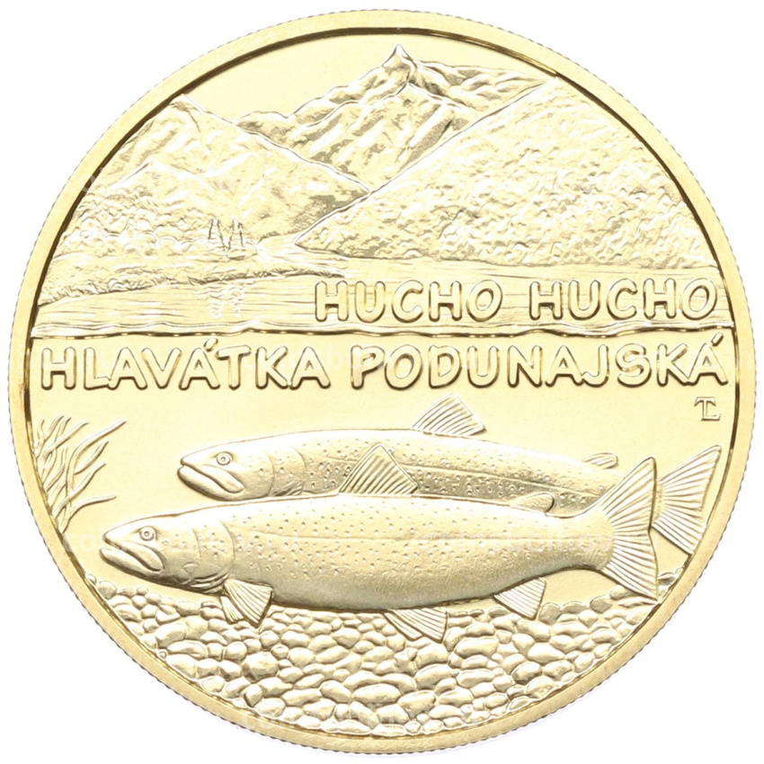 Монета 5 евро 2025 года Словакия «Фауна и флора Словакии — Дунайский лосось»