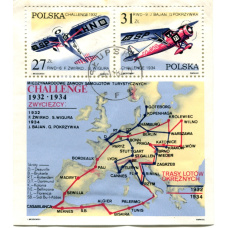 Марка блок  «50 летие полетов монопланов (Авиапочта)» 1982 год  Польша (Блок) (аверс)