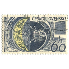 Марка «Исследование Луны» 1965 год Чехословакия