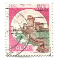 Марка «Замок Росса Маджиори Ассиси» 1983 год Италия (аверс)