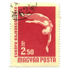Марка «Спортивная гимнастика» 1958 год Венгрия (аверс)