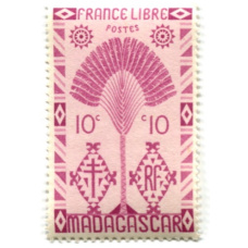 Марка 10 сантим 1943 года Мадагаскар