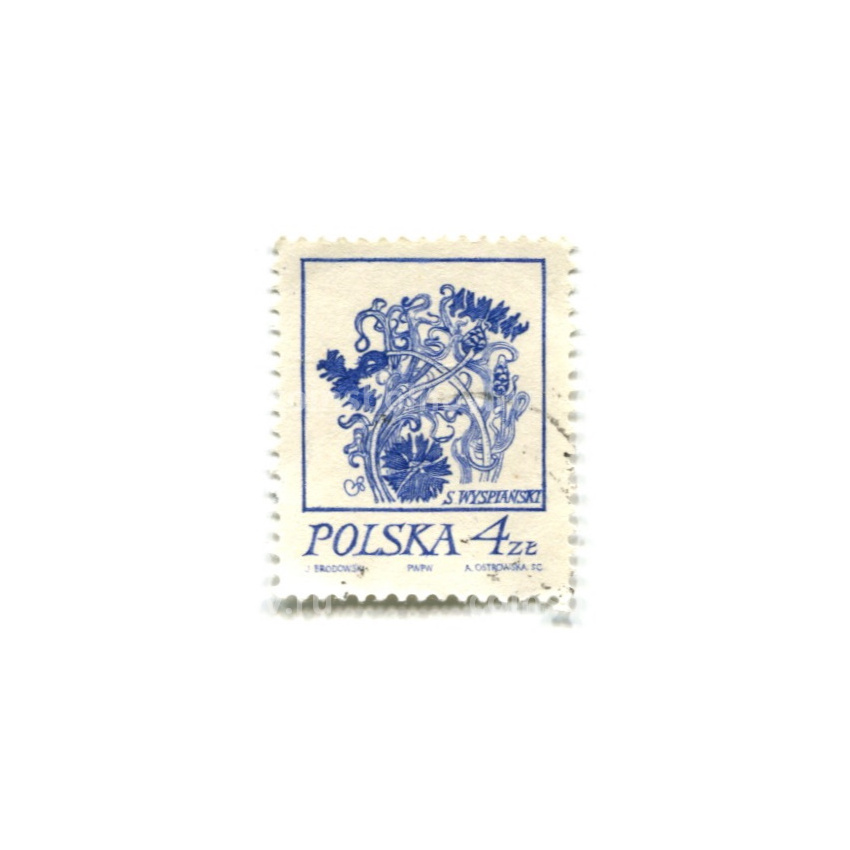 Марка «Василек голубой» 1989 год Польша