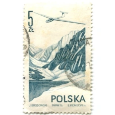 Марка « Планер Jantar над горной долиной» 1976 год Польша