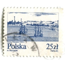 Марка «Гданьск со стороны Вислы XVIII век» 1982 год Польша (аверс)