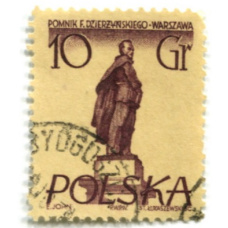 Марка «Памятник Феликсу Дзержинскому в Варшаве» 1955 год Польша (аверс)