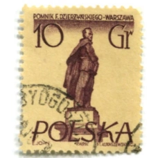 Марка «Памятник Феликсу Дзержинскому в Варшаве» 1955 год Польша (аверс)