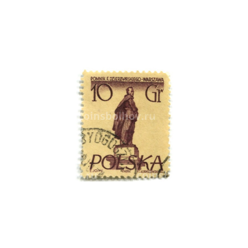 Марка «Памятник Феликсу Дзержинскому в Варшаве» 1955 год Польша