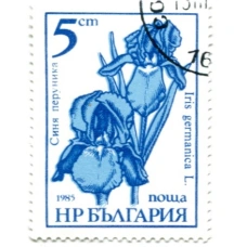 Марка «Ирис германский» 1985 год Болгария (аверс)