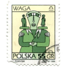 Марка «Весы» 1996 год Польша (аверс)