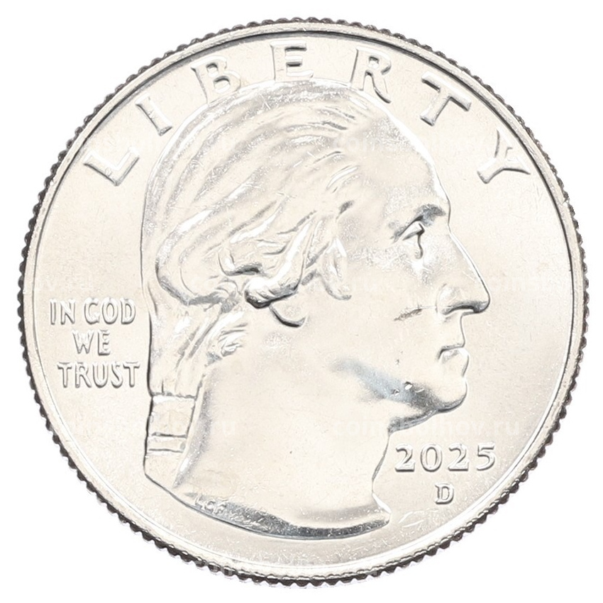 Монета 1/4 доллара (25 центов) 2025 года D США «Американские женщины — Алтея Гибсон» (вид 2)