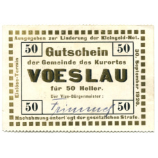 Банкнота 50 геллеров 1920 года Австрия — Фёслау (нотгельд)