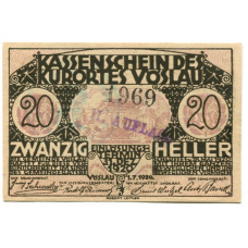 Банкнота 20 геллеров 1920 года Австрия — Фёслау (нотгельд)