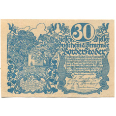 Банкнота 30 геллеров 1920 года Австрия — Фордерштойдер (нотгельд) (аверс)