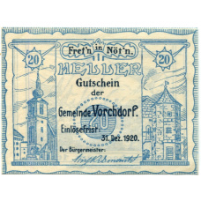 Банкнота 20 геллеров 1920 года Австрия — Форхдорф (нотгельд)