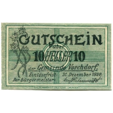 Банкнота 10 геллеров 1920 года Австрия — Форхдорф (нотгельд)