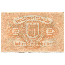Банкнота 20 геллеров 1919 года Австрия — Форарльберг(нотгельд) (вид 2)