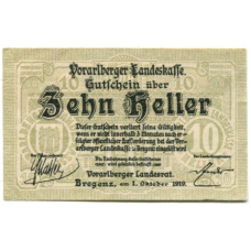 Банкнота 10 геллеров 1919 года Австрия — Форарльберг(нотгельд)