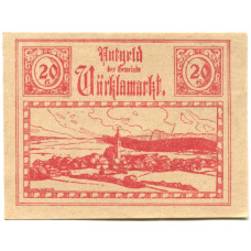 Банкнота 20 геллеров 1920 года Австрия — Фёлькермаркт(нотгельд)