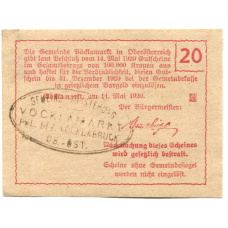 Банкнота 20 геллеров 1920 года Австрия — Фёлькермаркт(нотгельд) (вид 2)