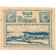 Банкнота 20 геллеров 1920 года Австрия — Фёлькермаркт(нотгельд)