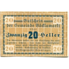 Банкнота 20 геллеров 1920 года Австрия — Фёлькермаркт(нотгельд)