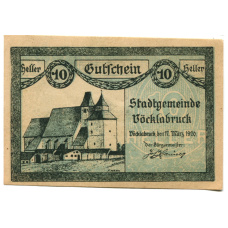 Банкнота 10 геллеров 1920 года Австрия — Фёклабрукк(нотгельд)