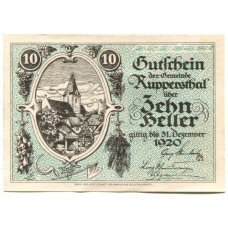 Банкнота 10 геллеров 1920 года Австрия — Руппершталь (нотгельд)