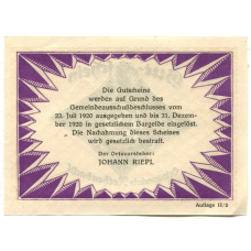 Банкнота 50 геллеров 1920 года Австрия — Роттенбах (нотгельд) (вид 2)
