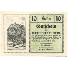 Банкнота 10 геллеров 1920 года Австрия — Розенбург (нотгельд)