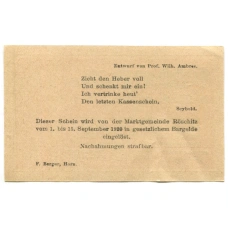 Банкнота 10 геллеров 1920 года Австрия — Рёшиц (нотгельд) (вид 2)