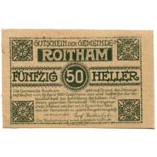 Банкнота 50 геллеров 1920 года Австрия — Ройтам (нотгельд)